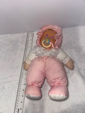 14" Fishel DOLL WITH PACIFIER CRIES LAUGHS rubber vinyl face stuffed body pink
